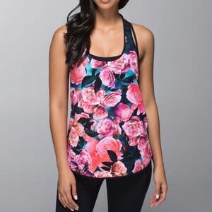 LULULEMON Coastal Tank Secret Garden Black Women’s Size 4 Style W1F95S
